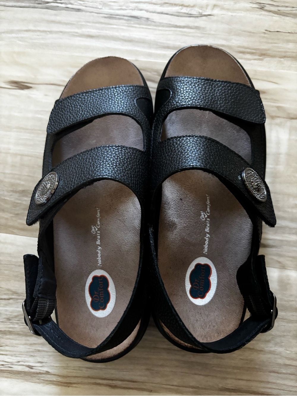 Dr. Comfort Women’s Black Adjustable Leather Sandals